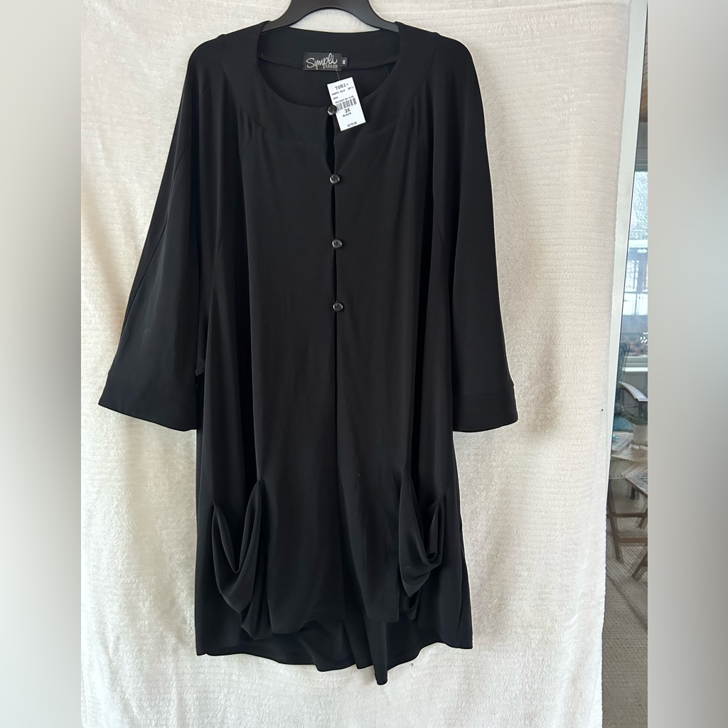 Nwt Sympli Black Button-Down Outerwear